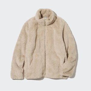 Uniqlo Beige Fluffy‎ Yarn Fleece Full-Zip Jacket Size M